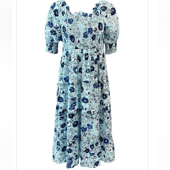 Ro's Garden Venus Dress Benjamin Blue Sz Medium Cottagecore Shabby Chic Preppy - Picture 1 of 12